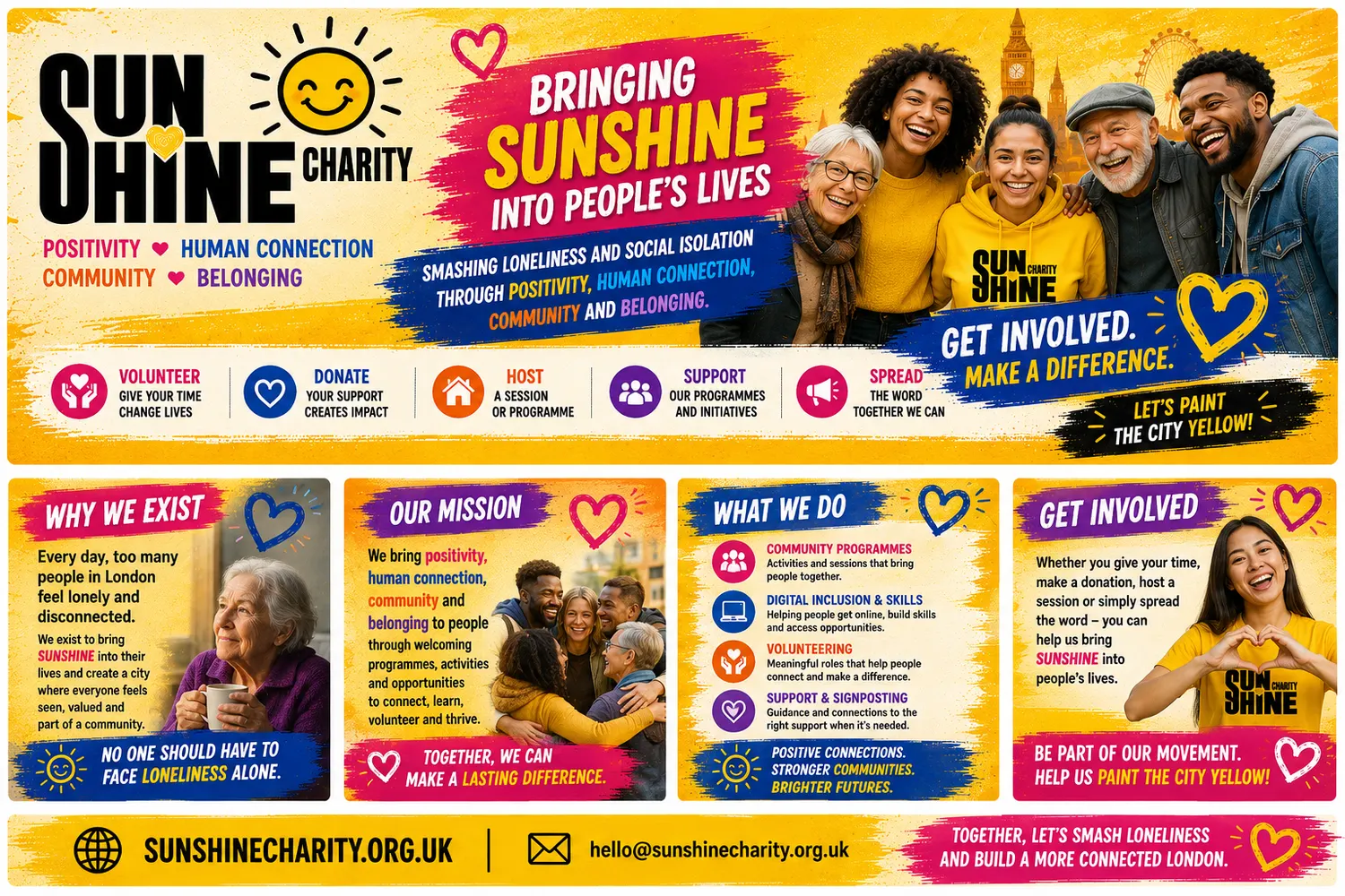 SUNSHINE Charity volunteer and community campaign artwork